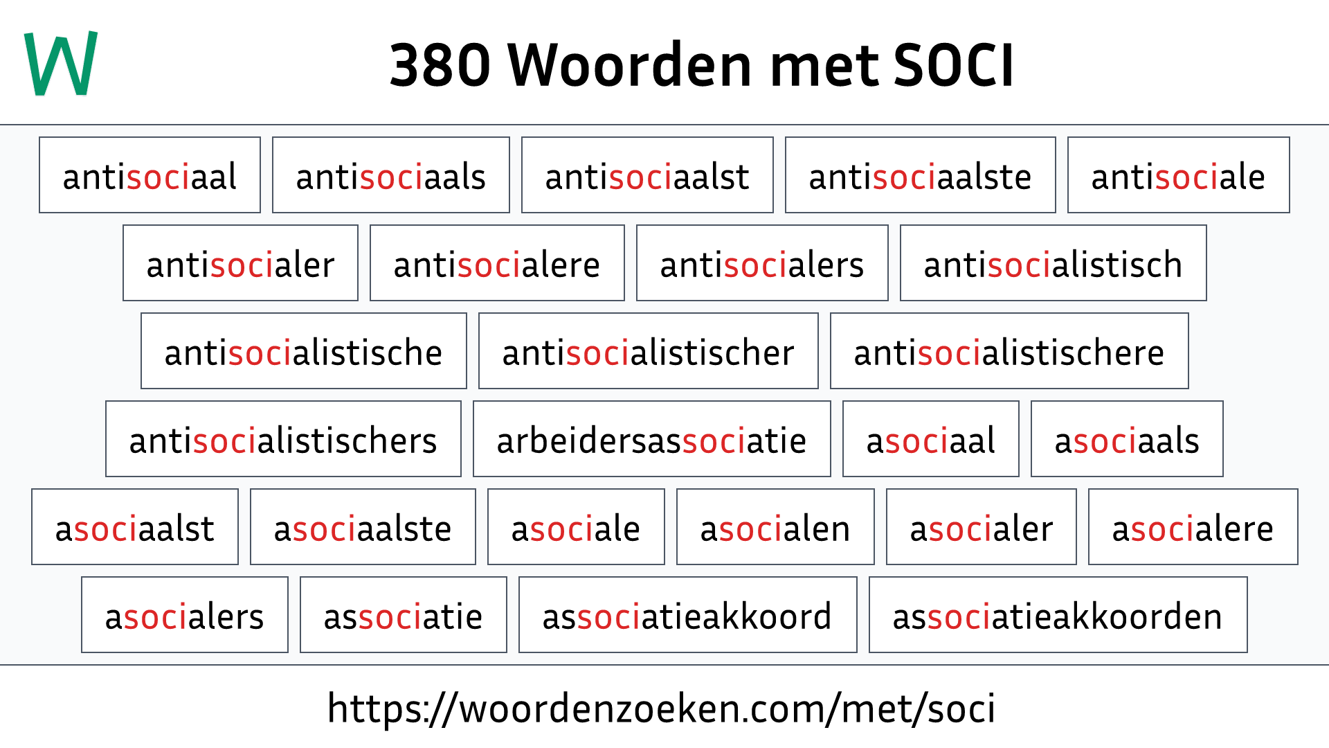 Woorden met SOCI