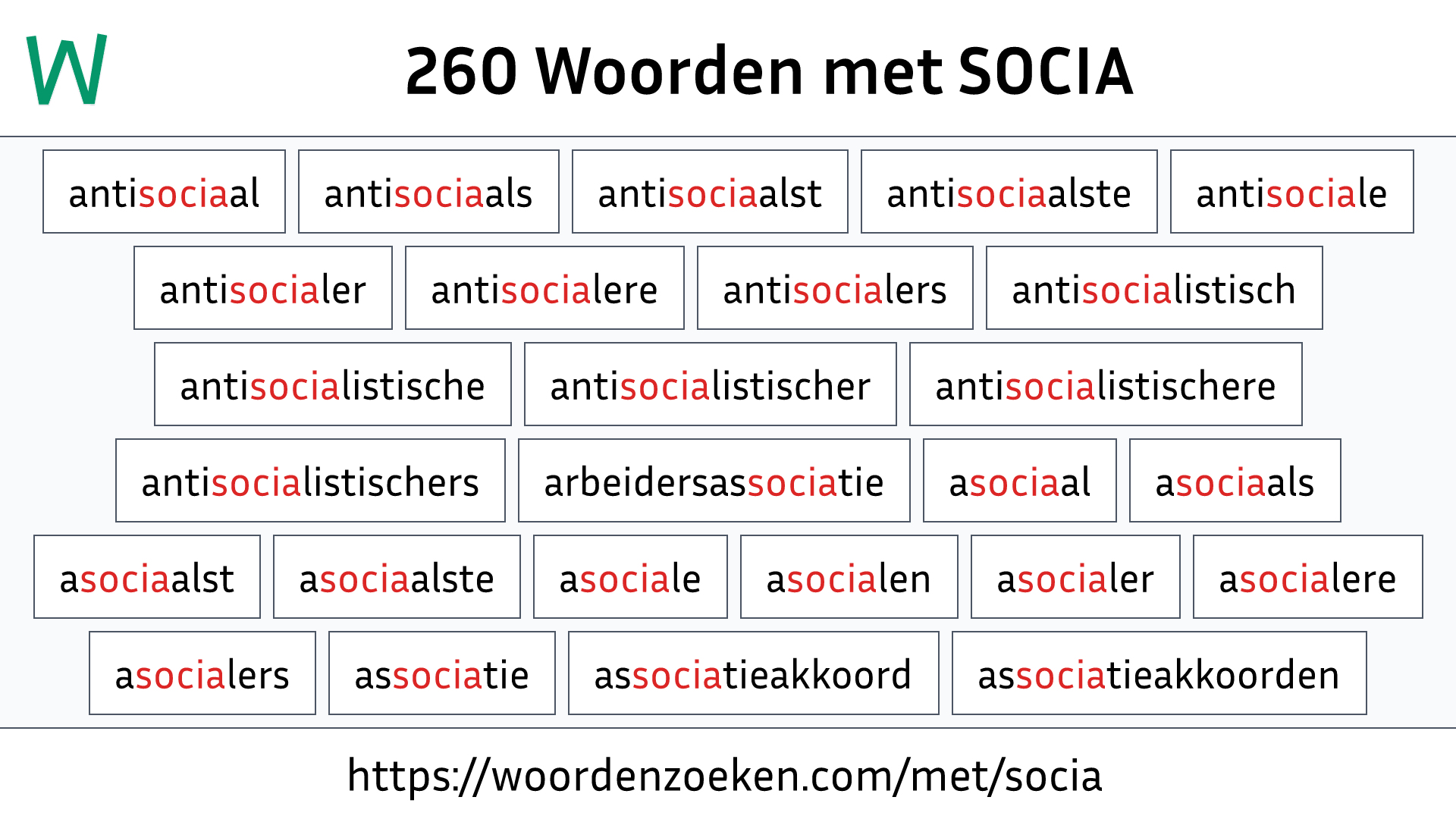 Woorden met SOCIA