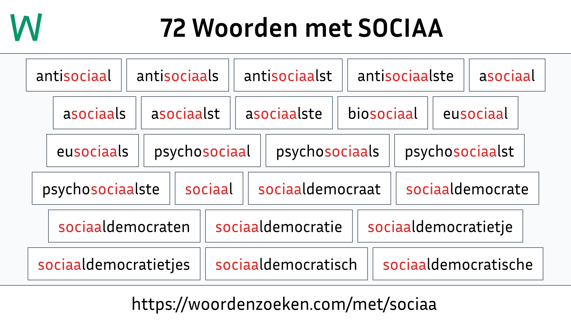 Woorden met SOCIAA
