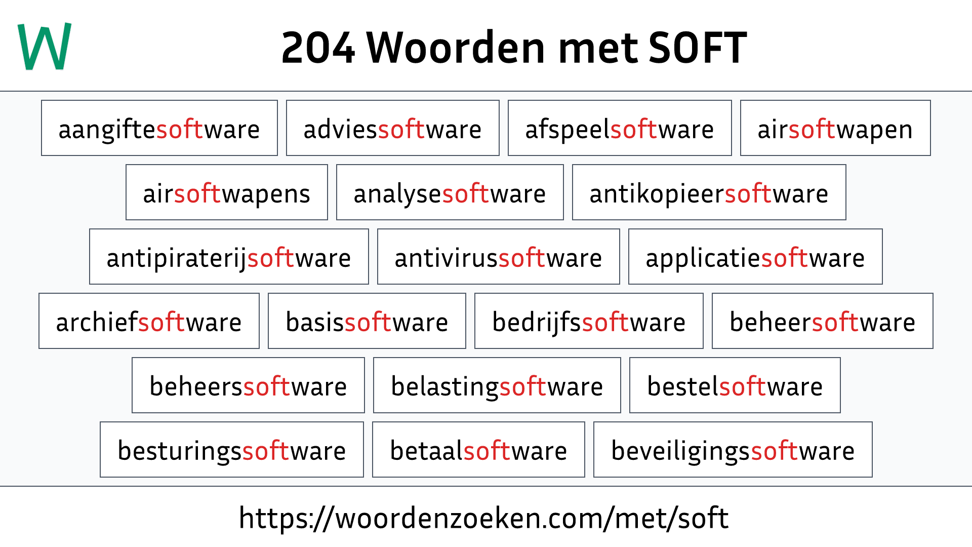 Woorden met SOFT