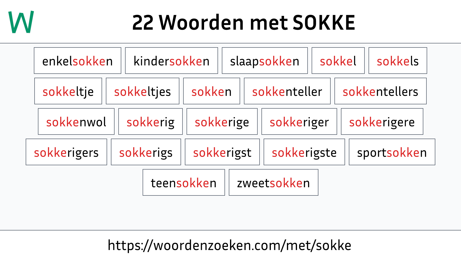 Woorden met SOKKE