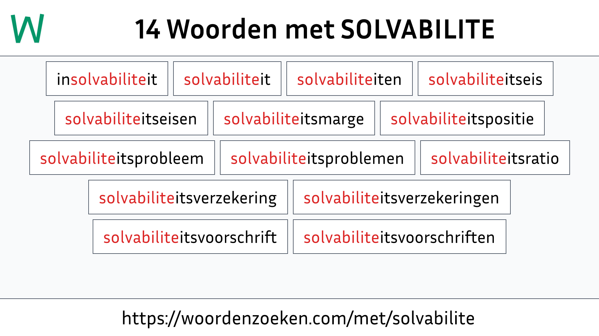 Woorden met SOLVABILITE