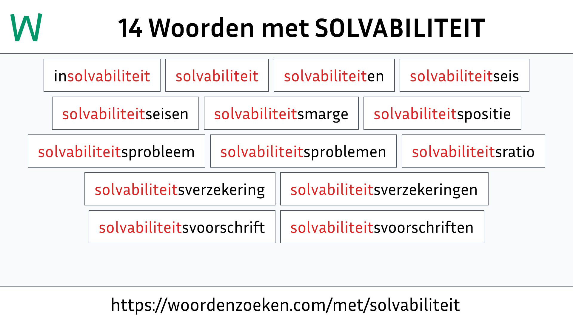 Woorden met SOLVABILITEIT