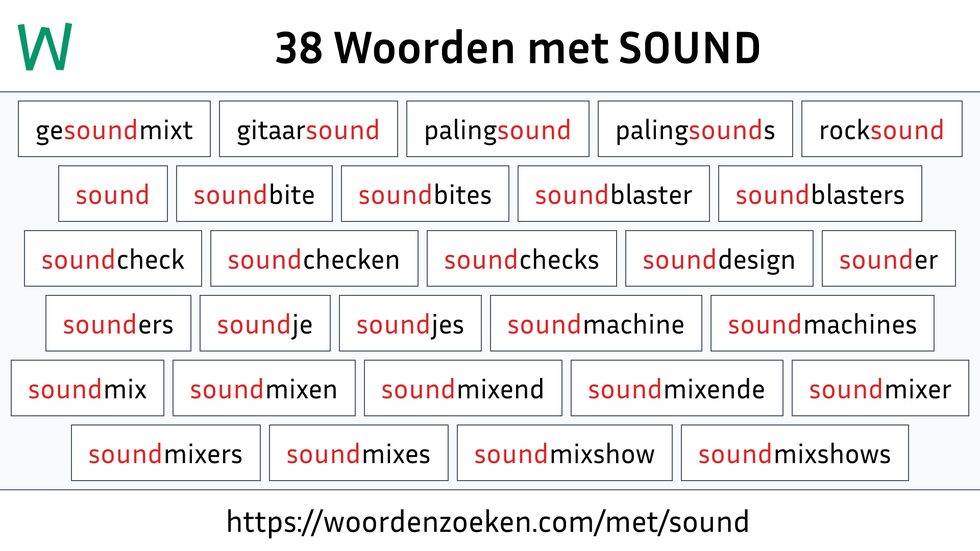 Woorden met SOUND