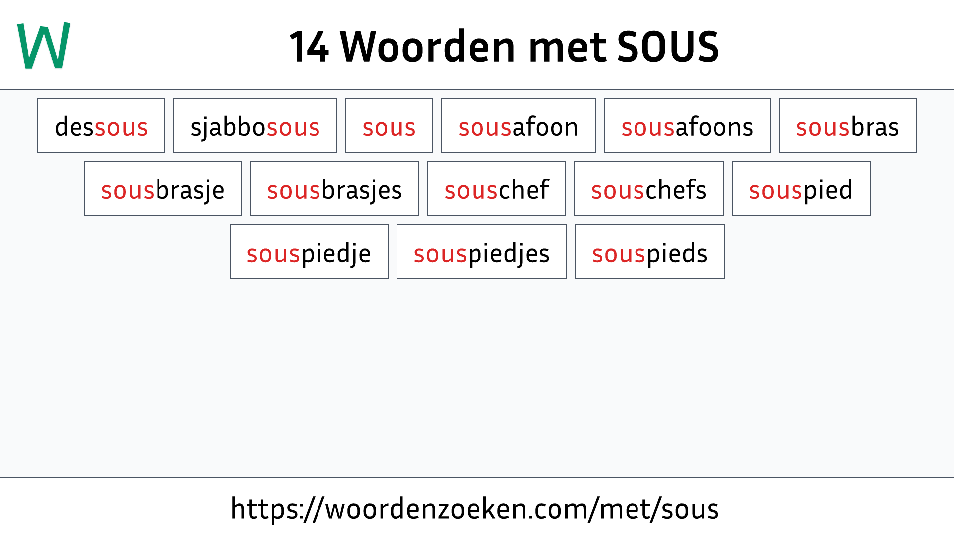 Woorden met SOUS