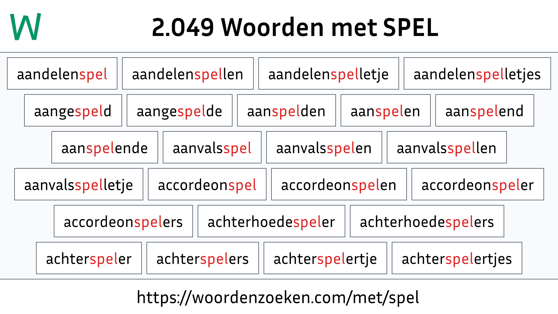 Woorden met SPEL