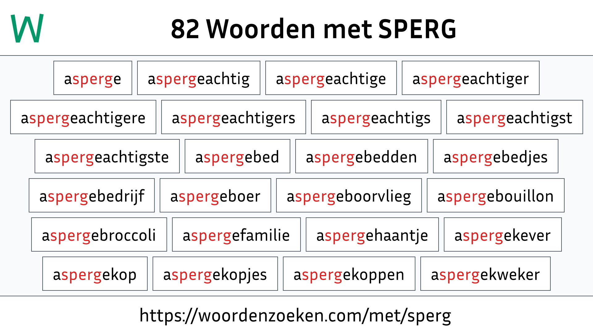 Woorden met SPERG