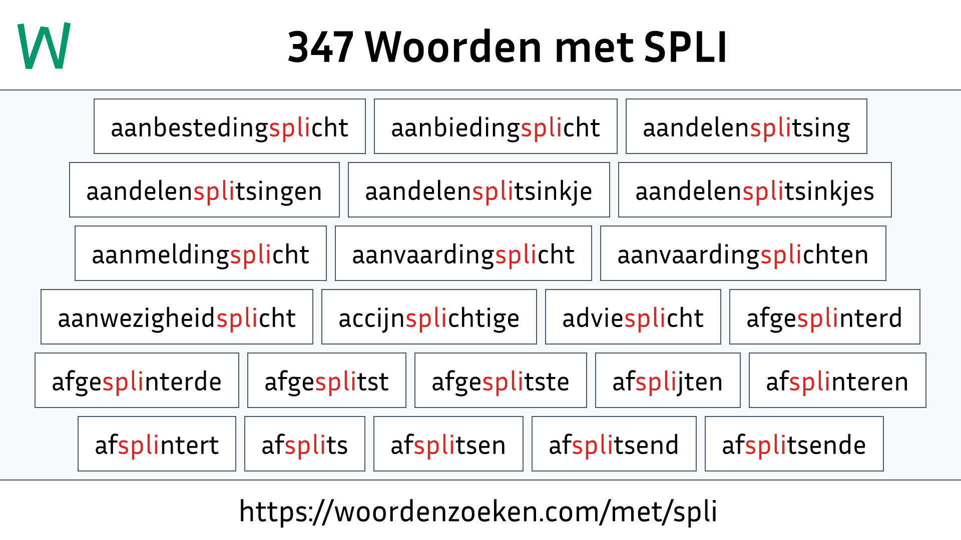 Woorden met SPLI