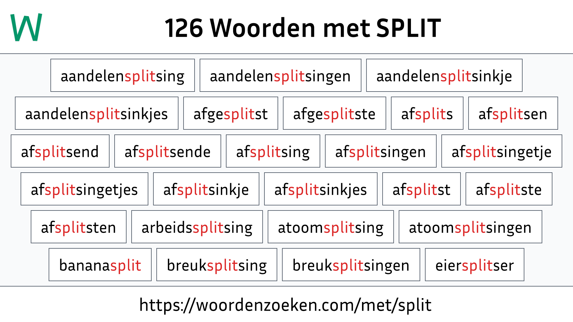 Woorden met SPLIT