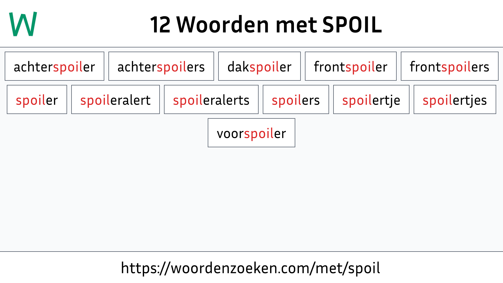 Woorden met SPOIL