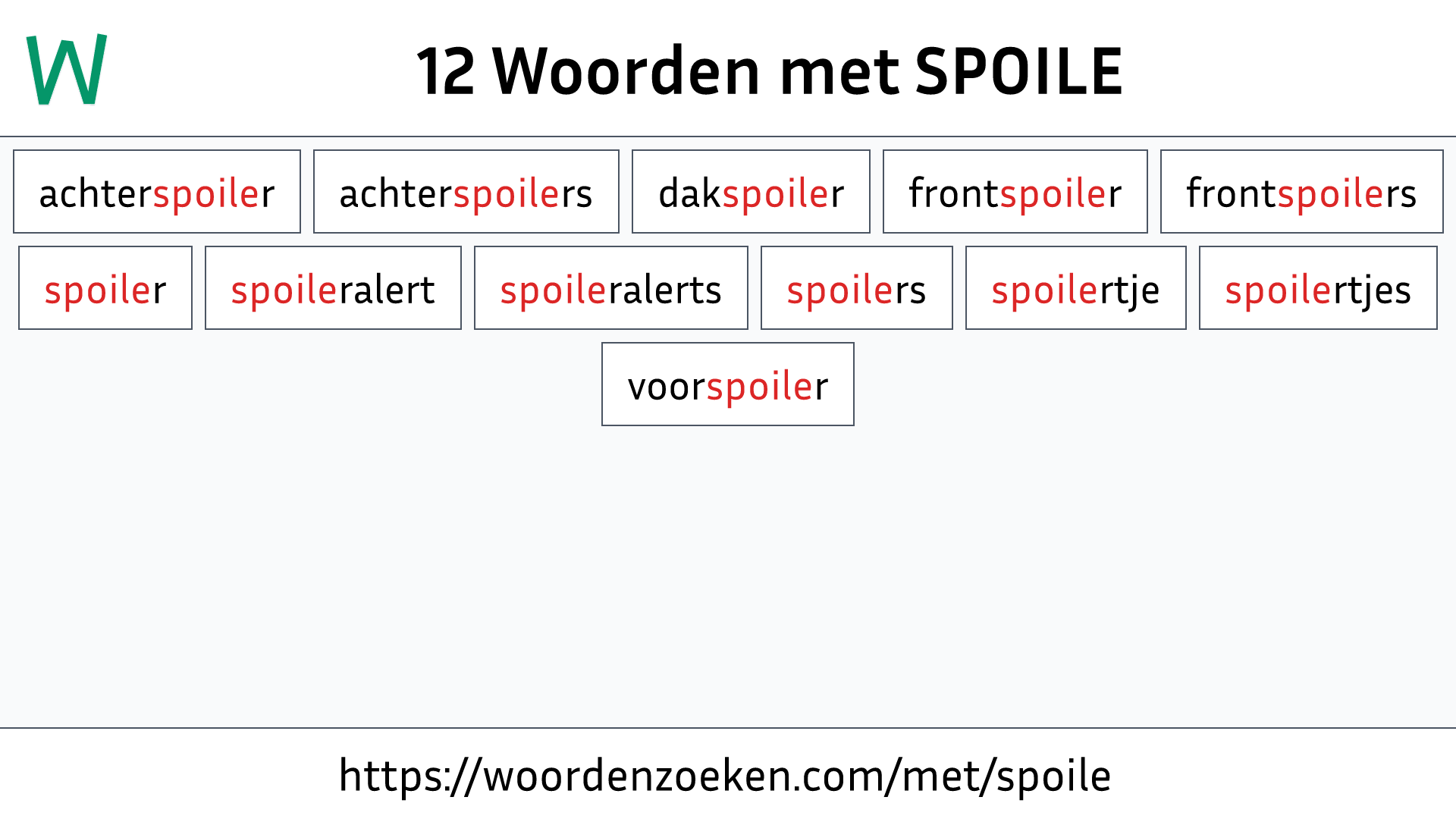 Woorden met SPOILE