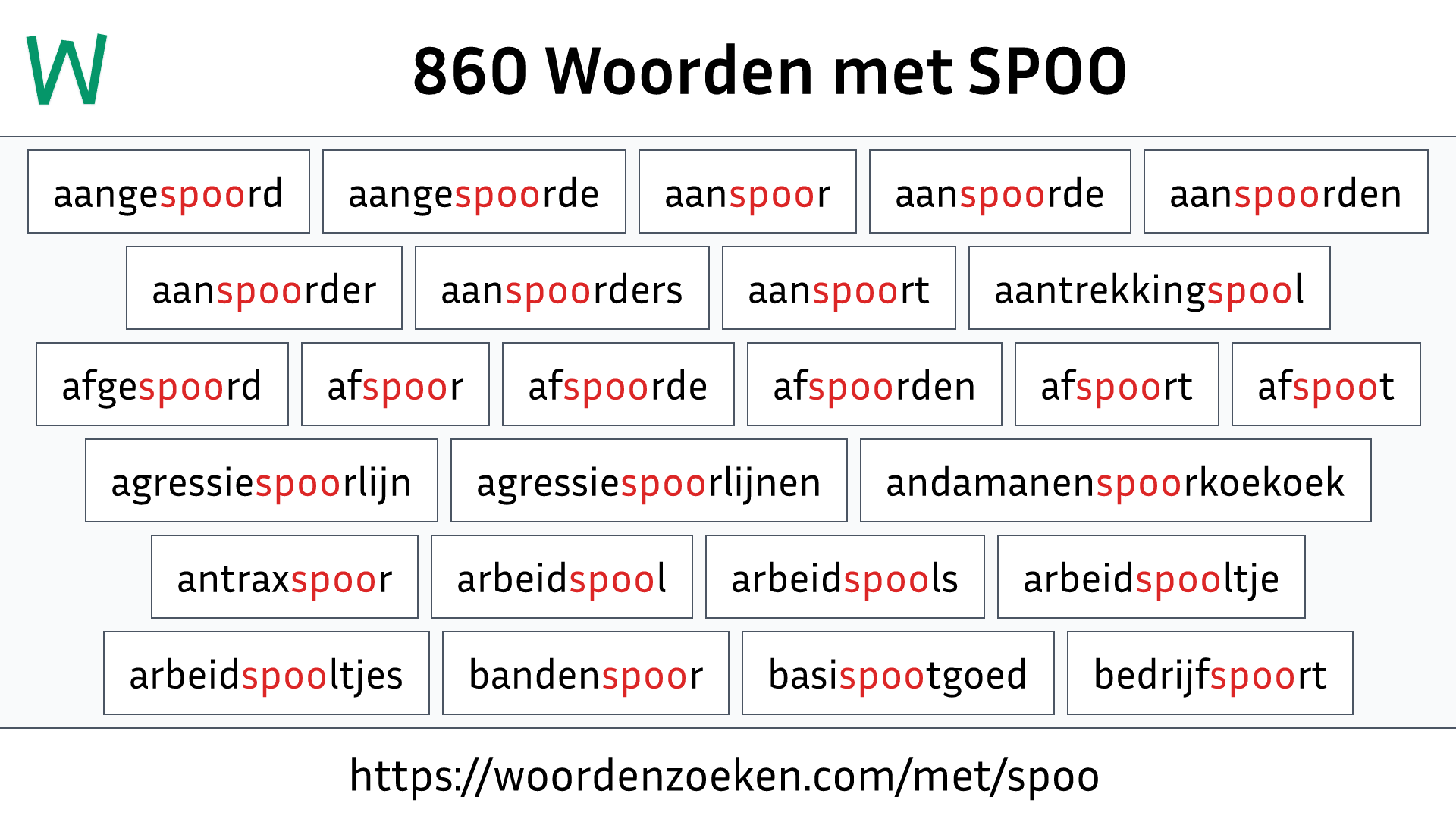 Woorden met SPOO