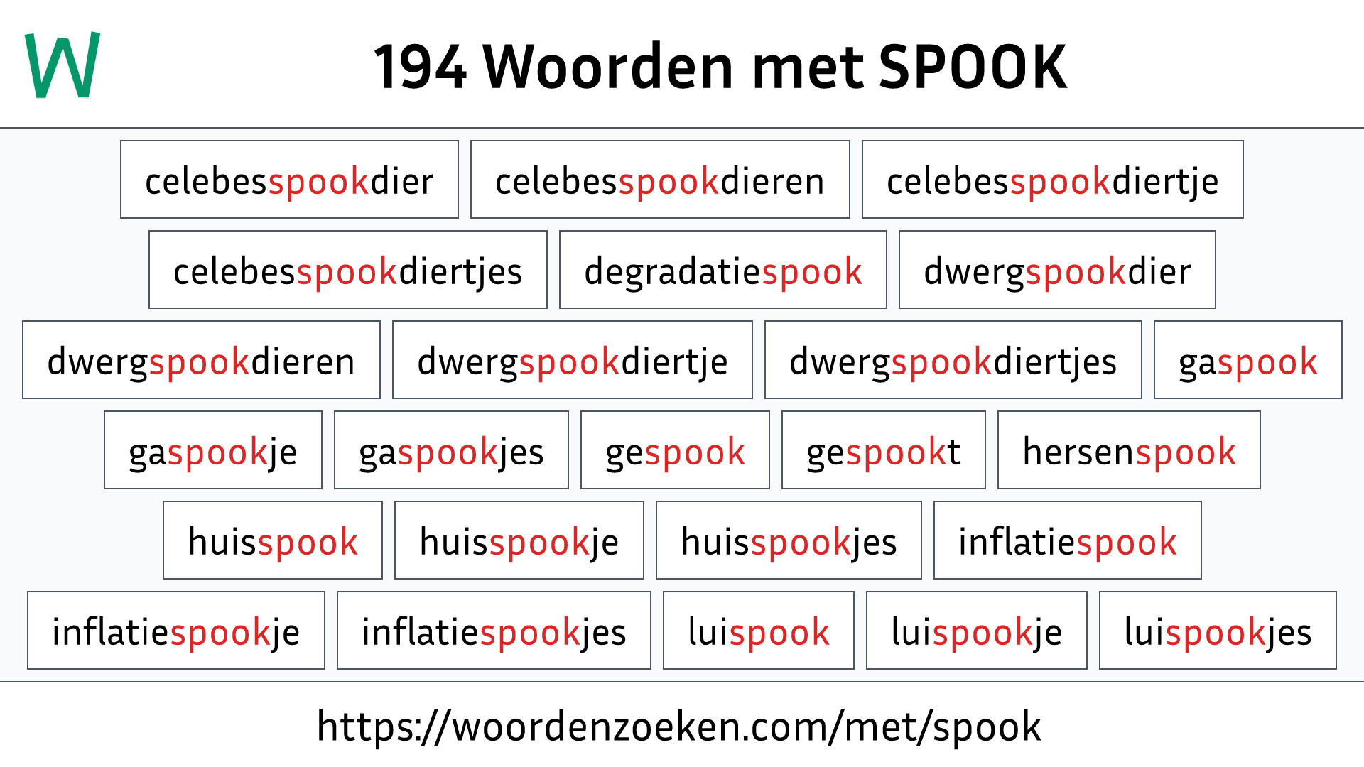 Woorden met SPOOK