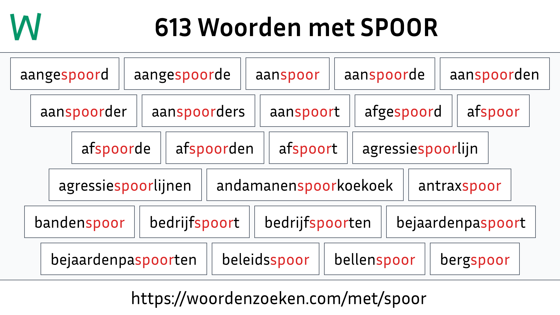 Woorden met SPOOR