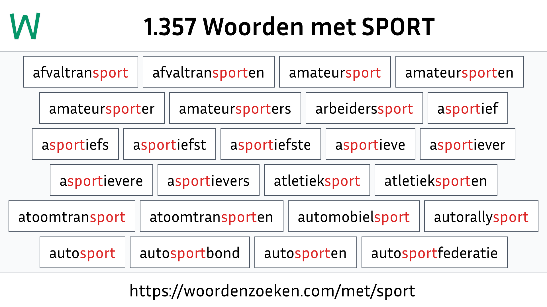 Woorden met SPORT