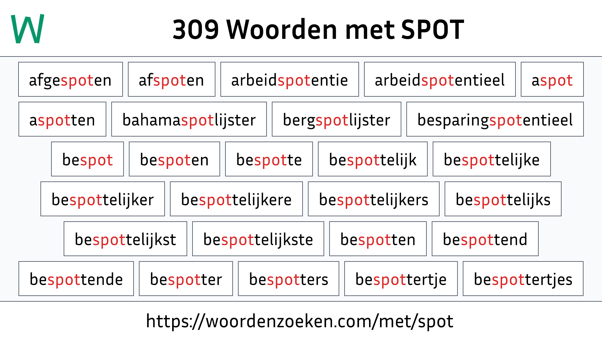 Woorden met SPOT