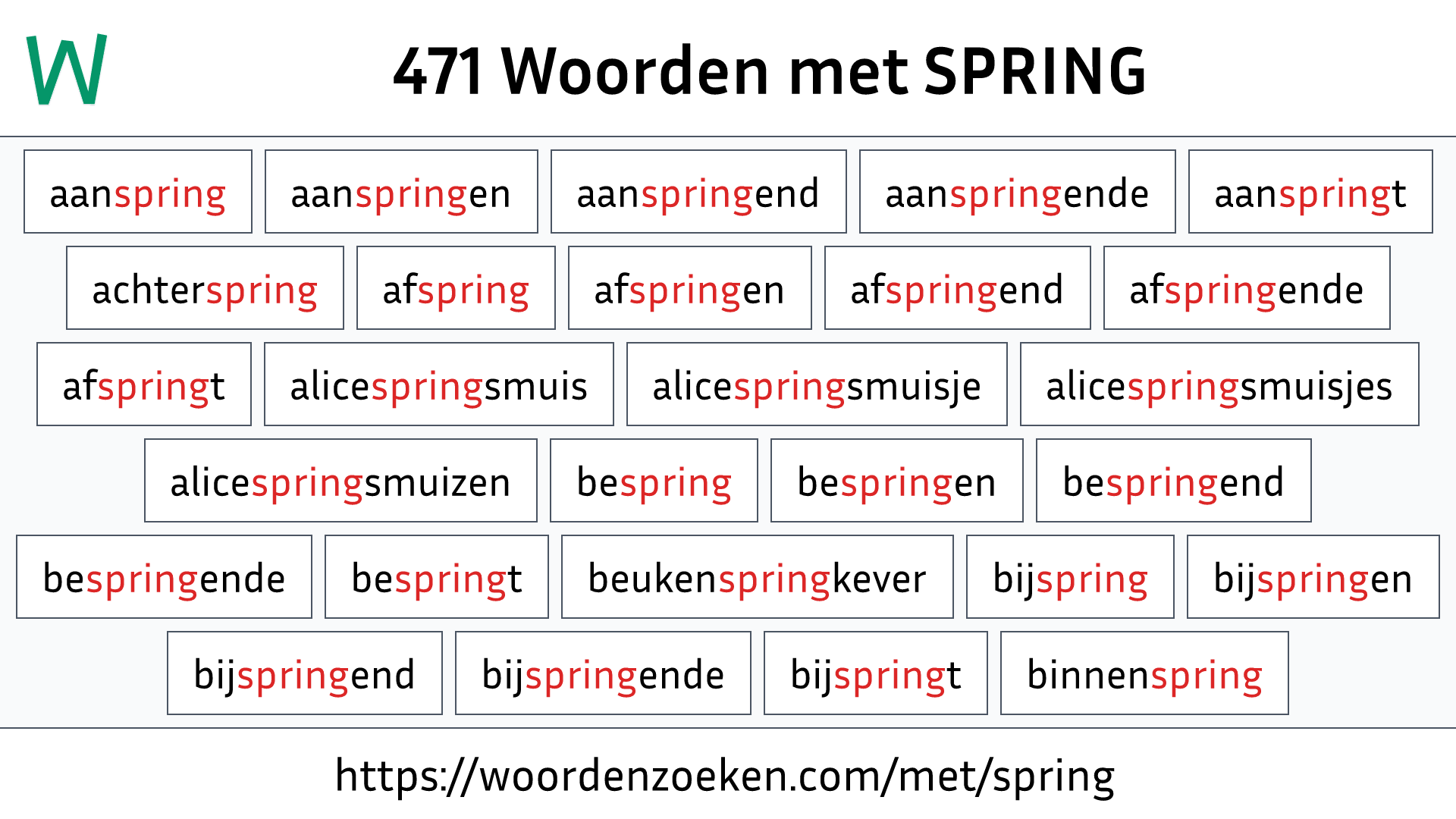 Woorden met SPRING