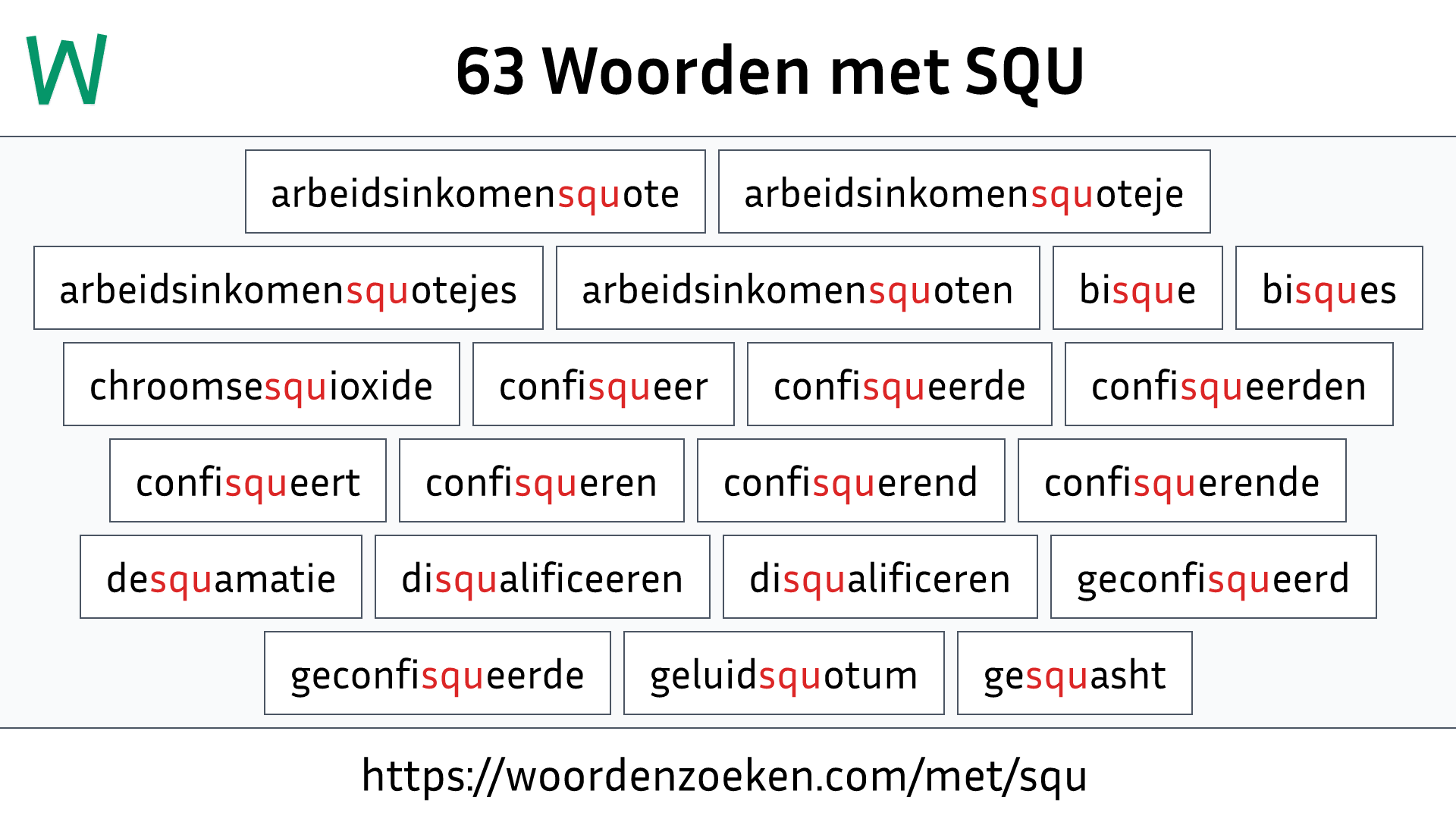 Woorden met SQU