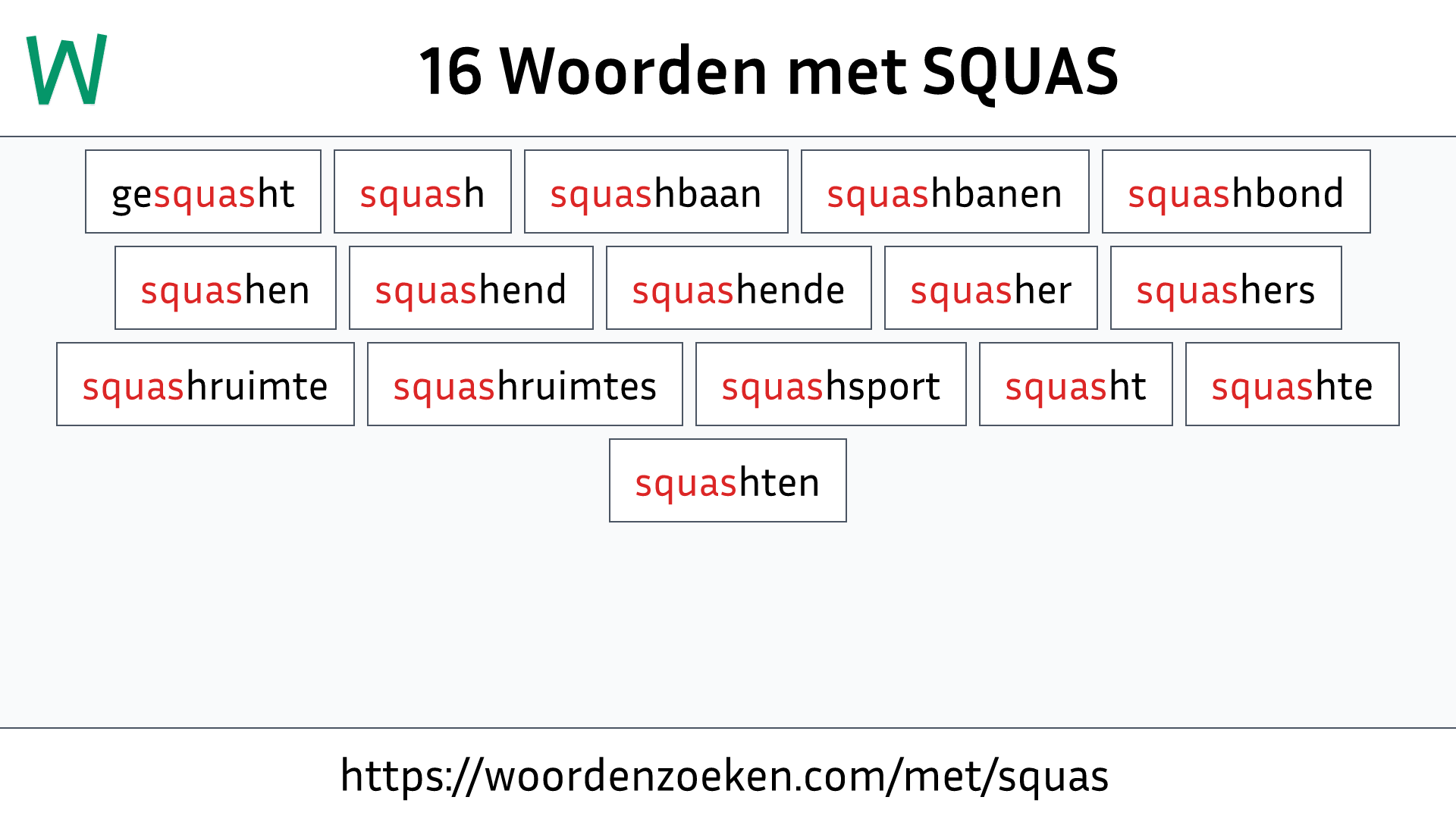 Woorden met SQUAS