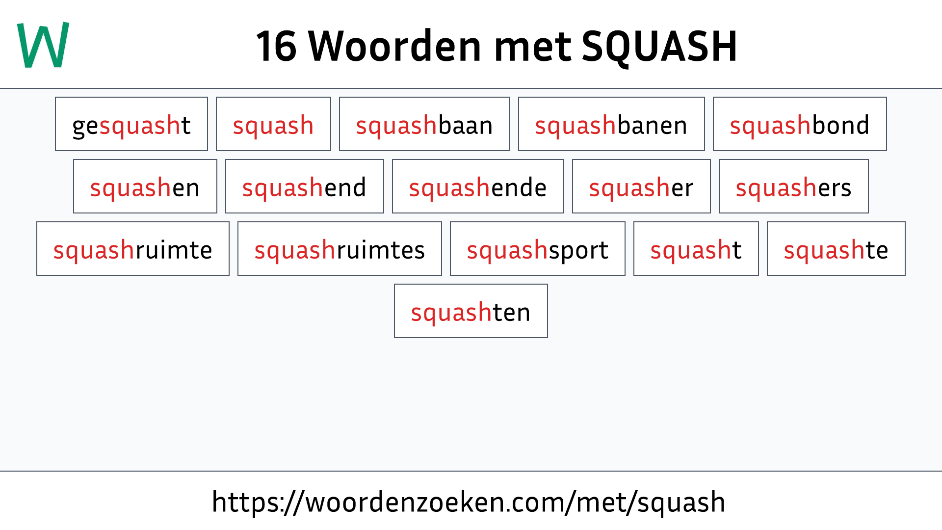 Woorden met SQUASH