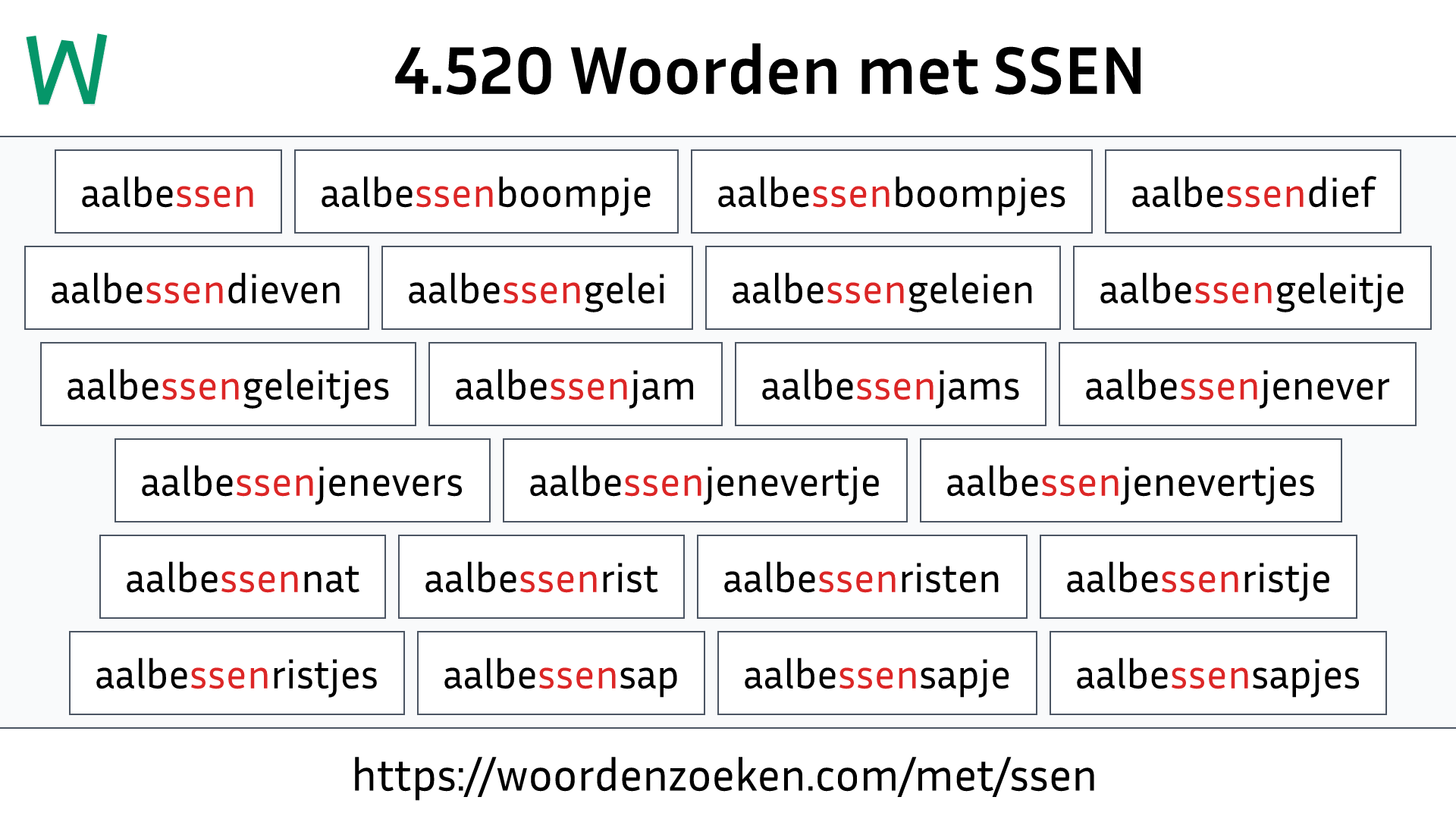 Woorden met SSEN