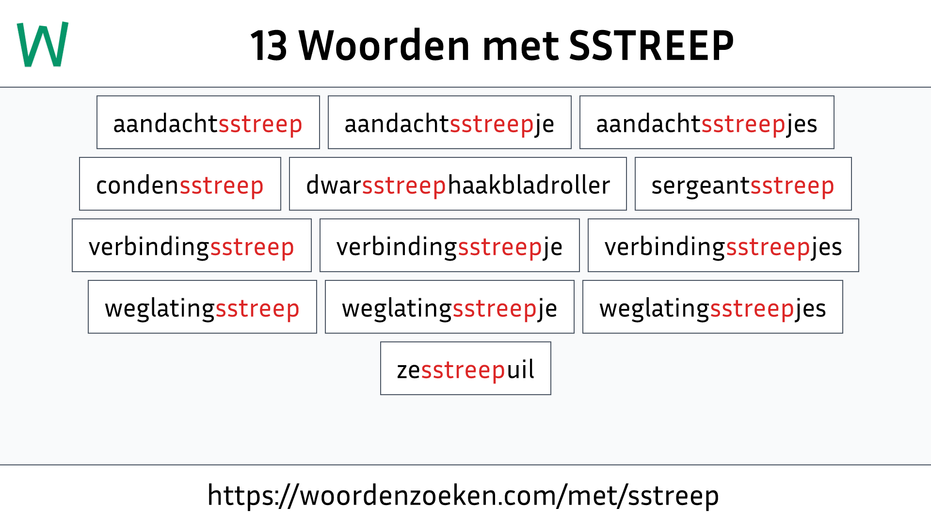 Woorden met SSTREEP