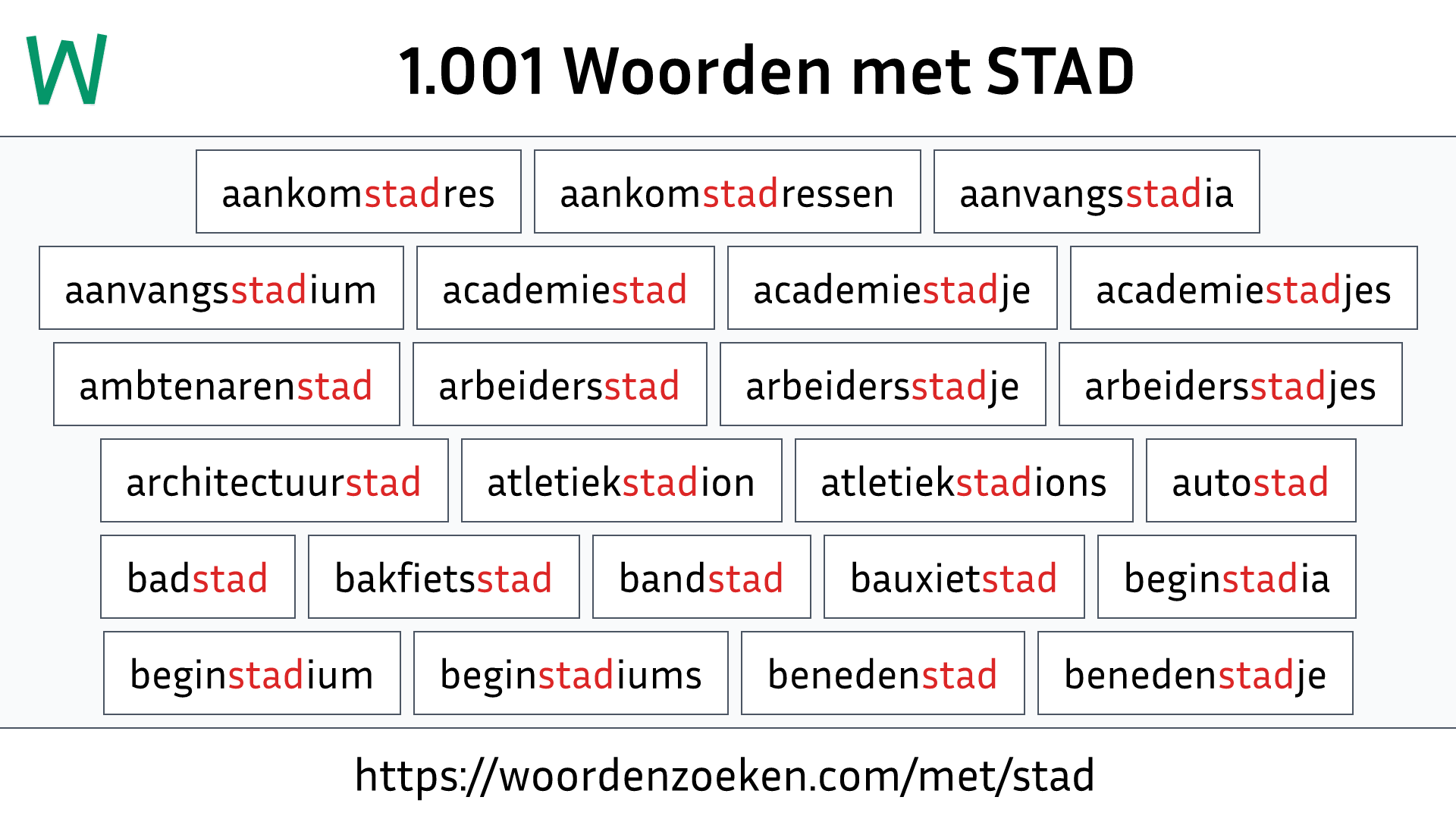 Woorden met STAD