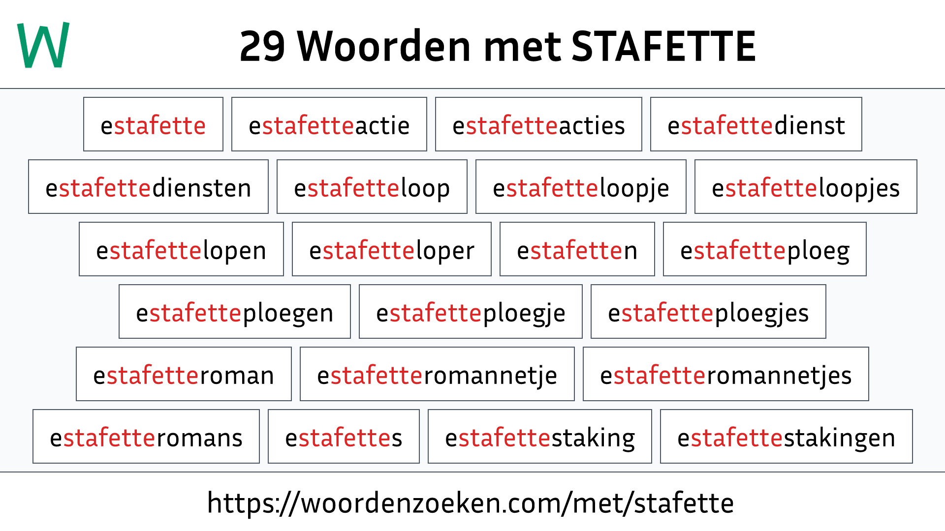 Woorden met STAFETTE