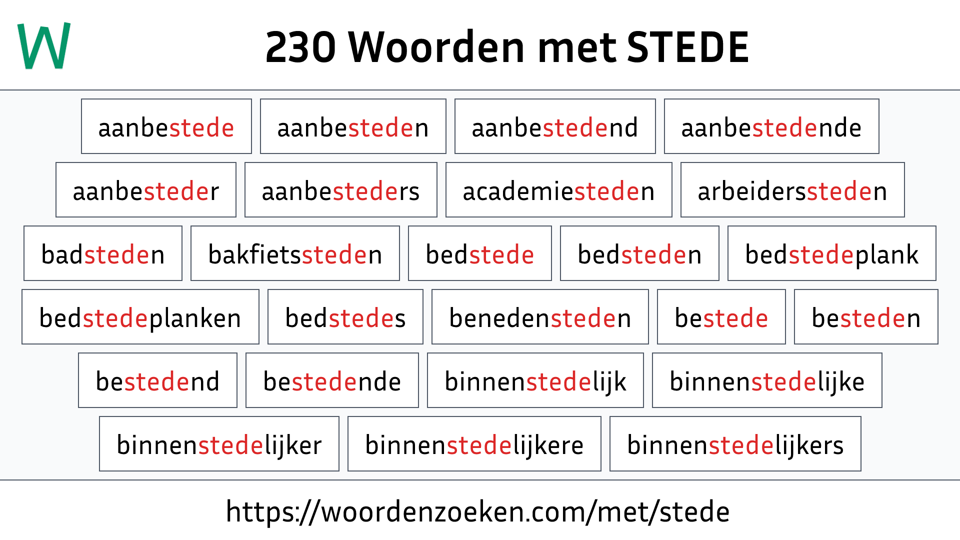 Woorden met STEDE