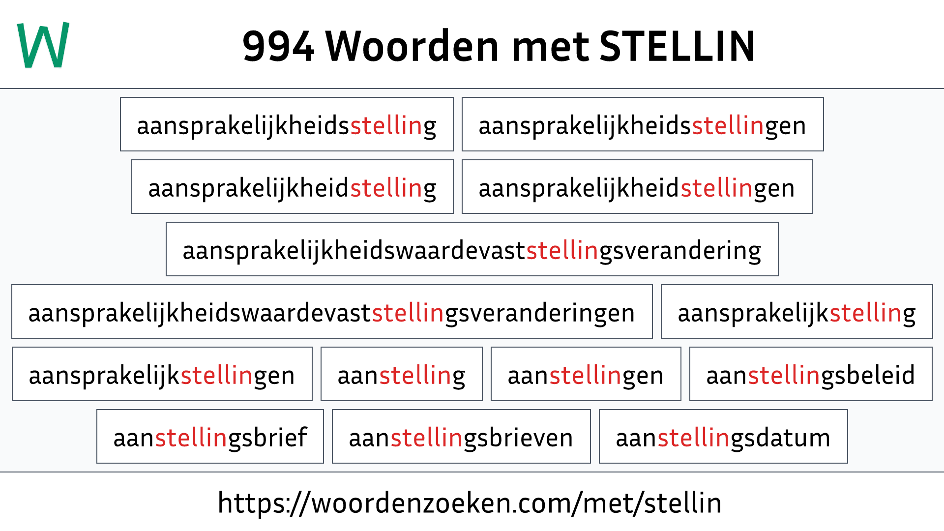 Woorden met STELLIN