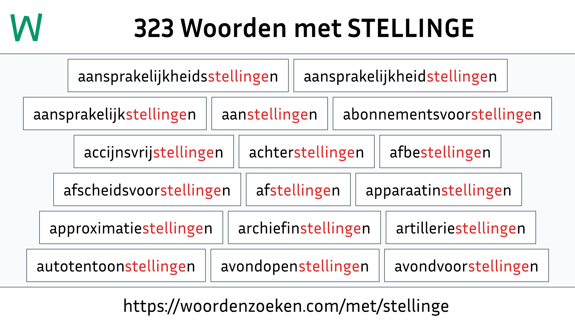 Woorden met STELLINGE