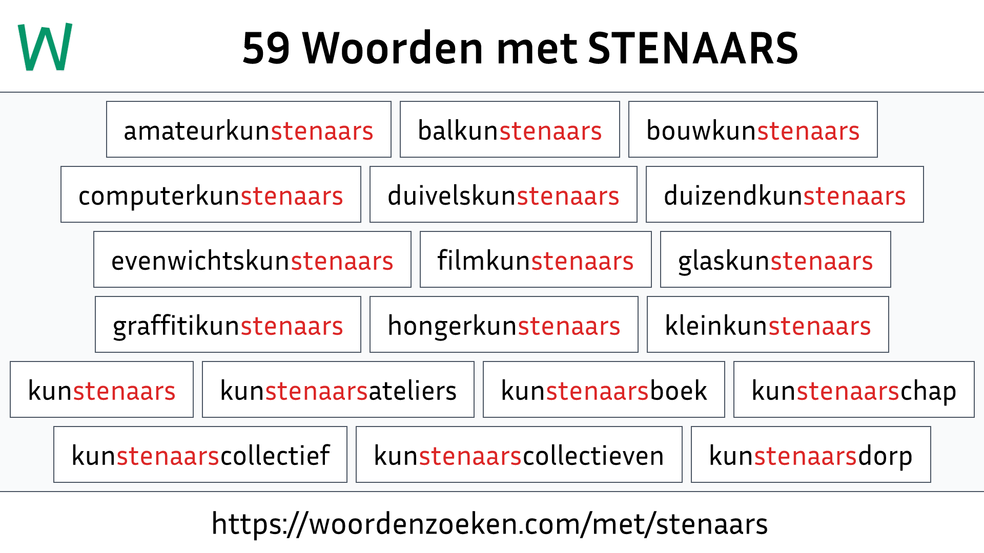 Woorden met STENAARS