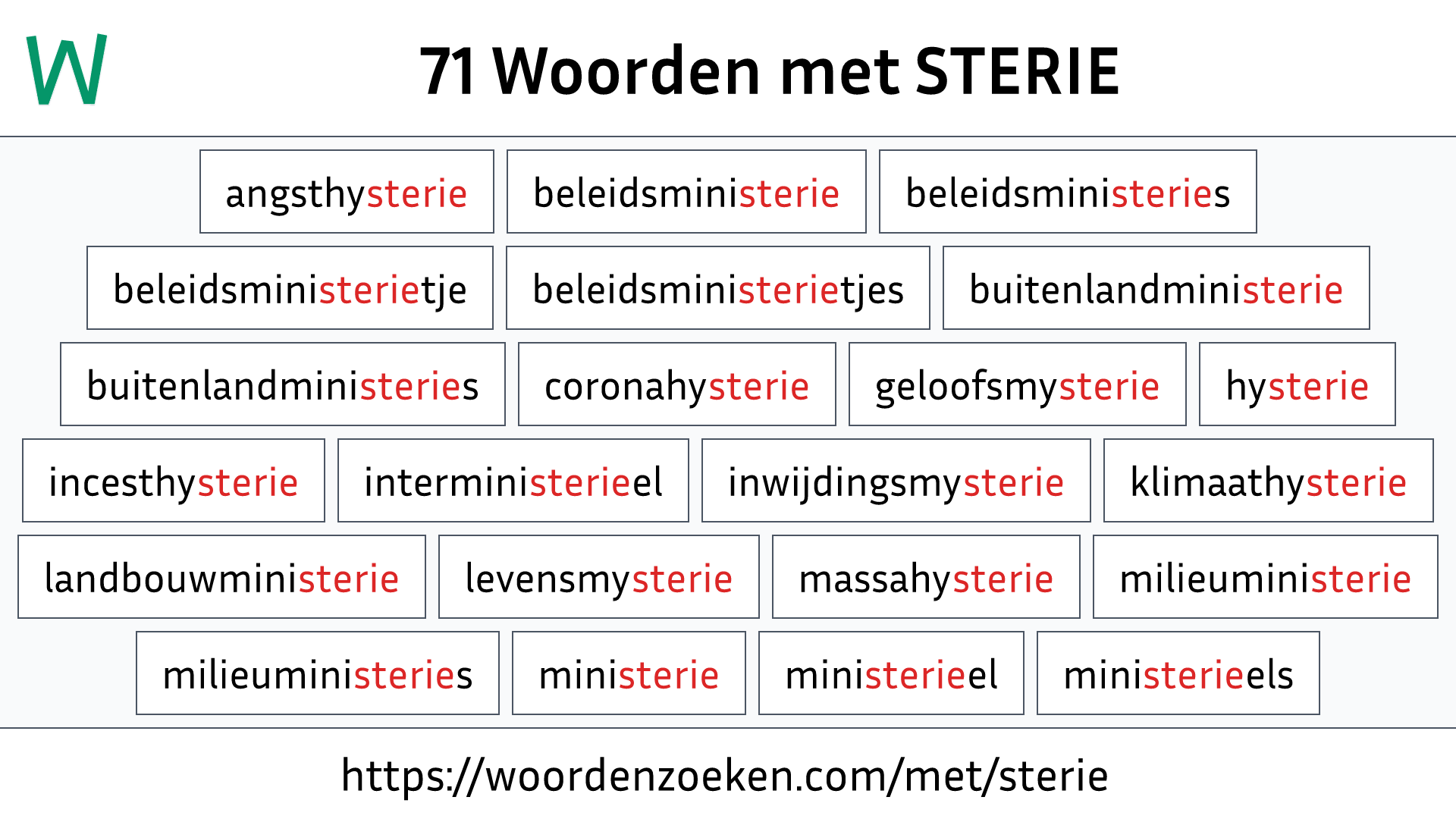 Woorden met STERIE