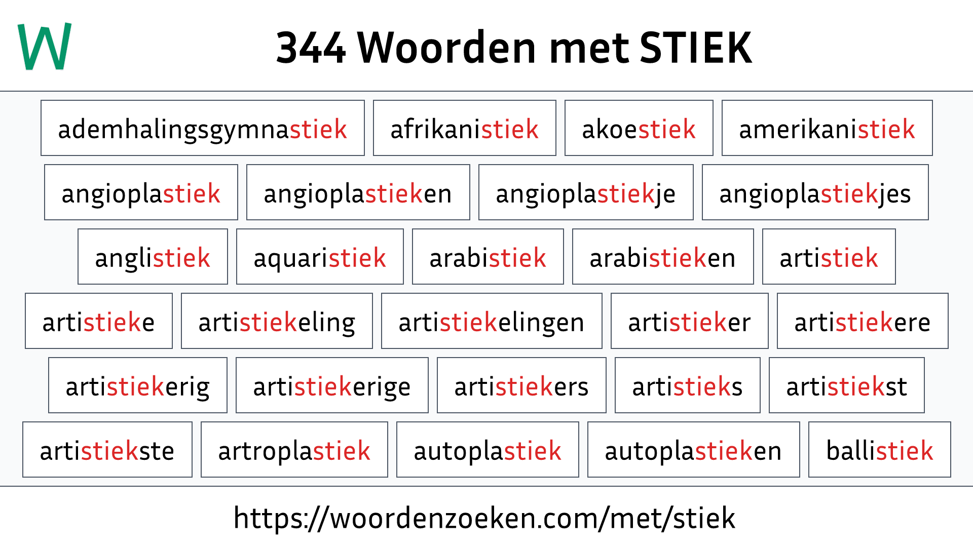 Woorden met STIEK