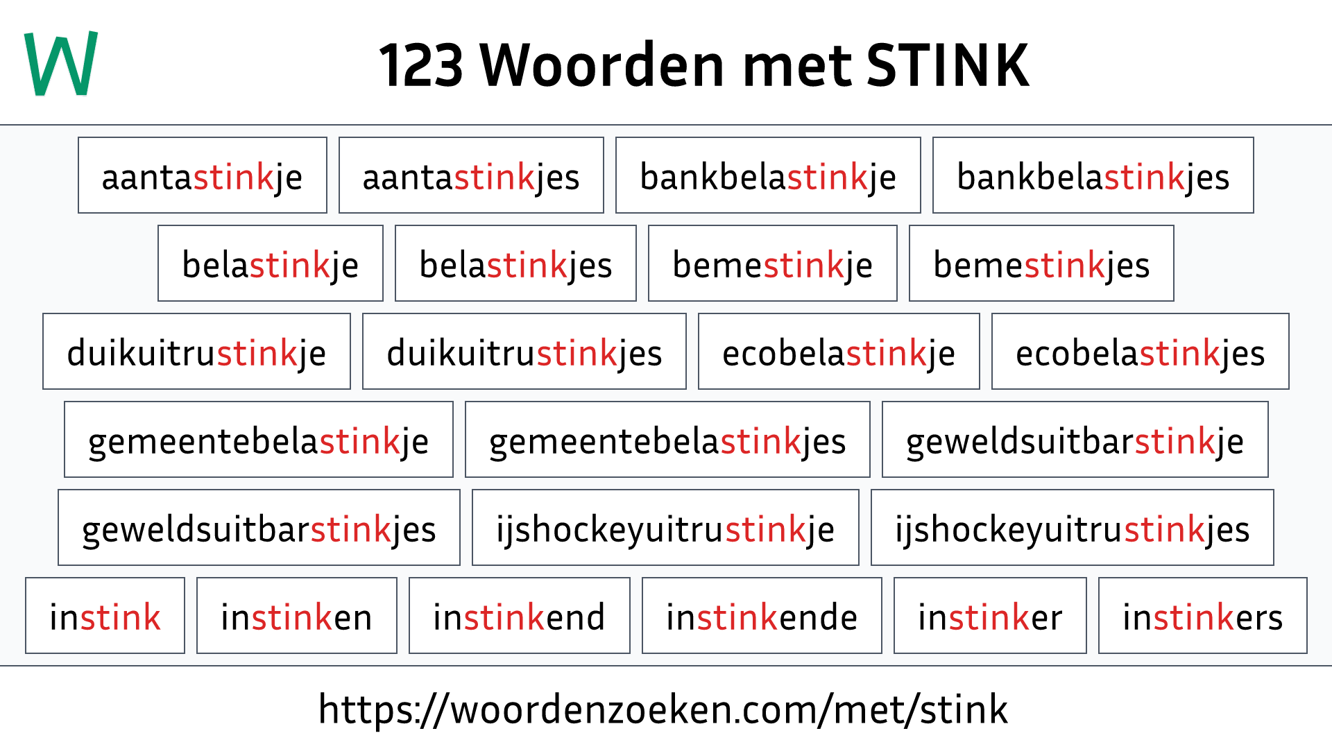 Woorden met STINK