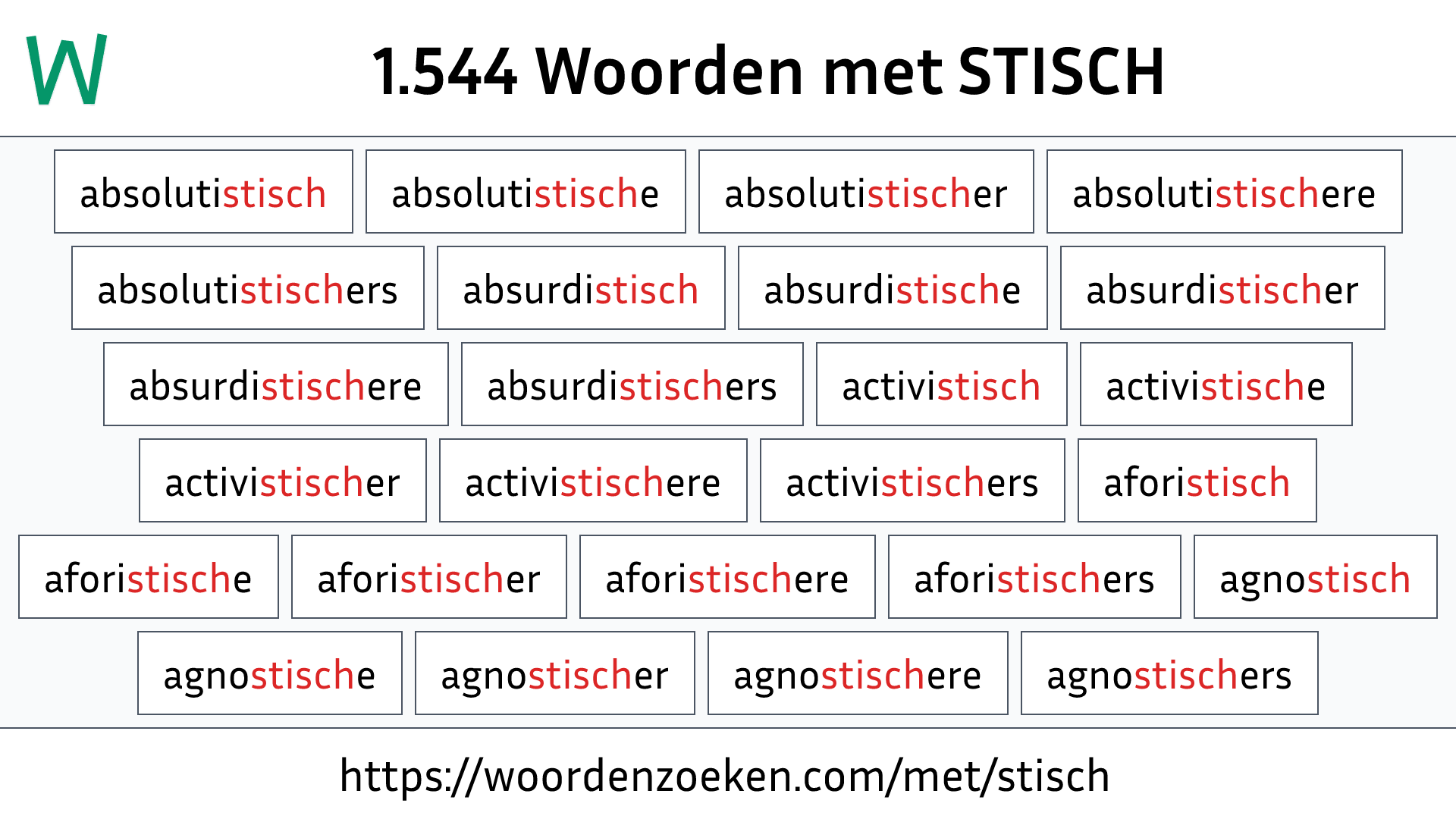 Woorden met STISCH