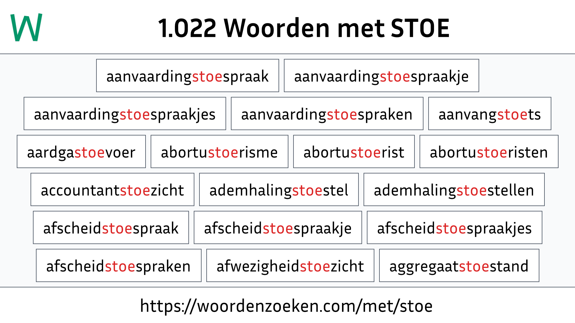 Woorden met STOE