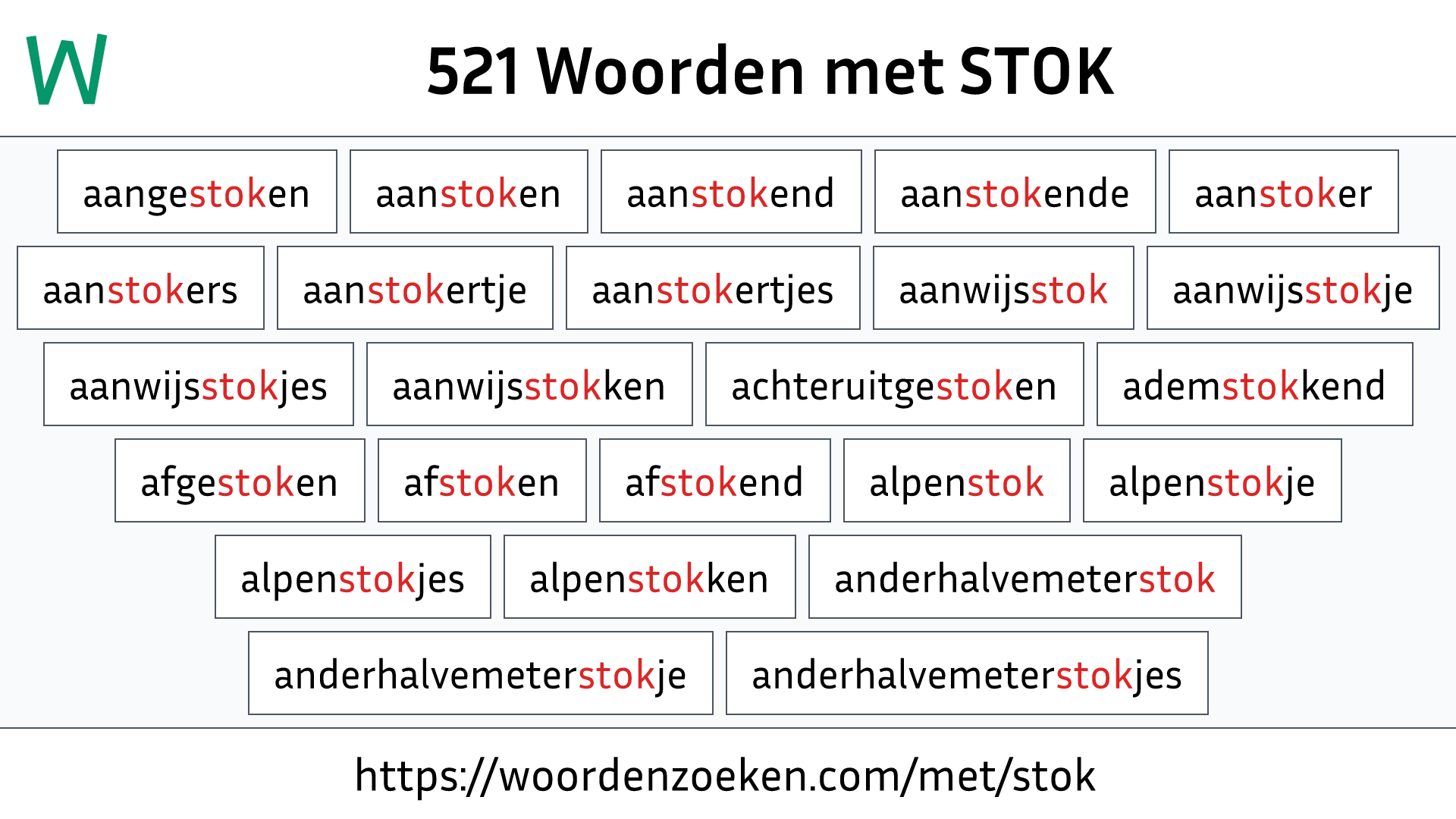 Woorden met STOK