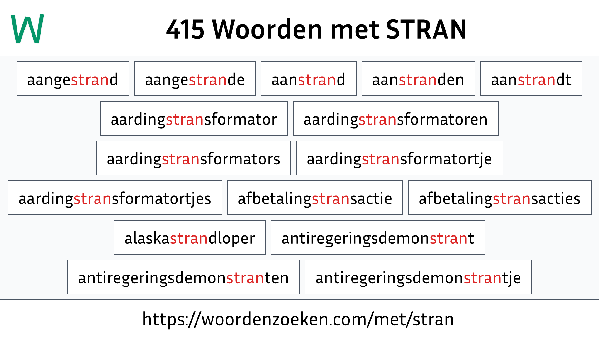 Woorden met STRAN