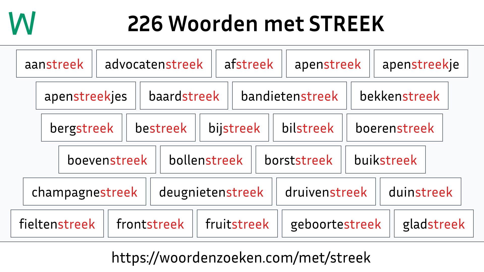 Woorden met STREEK
