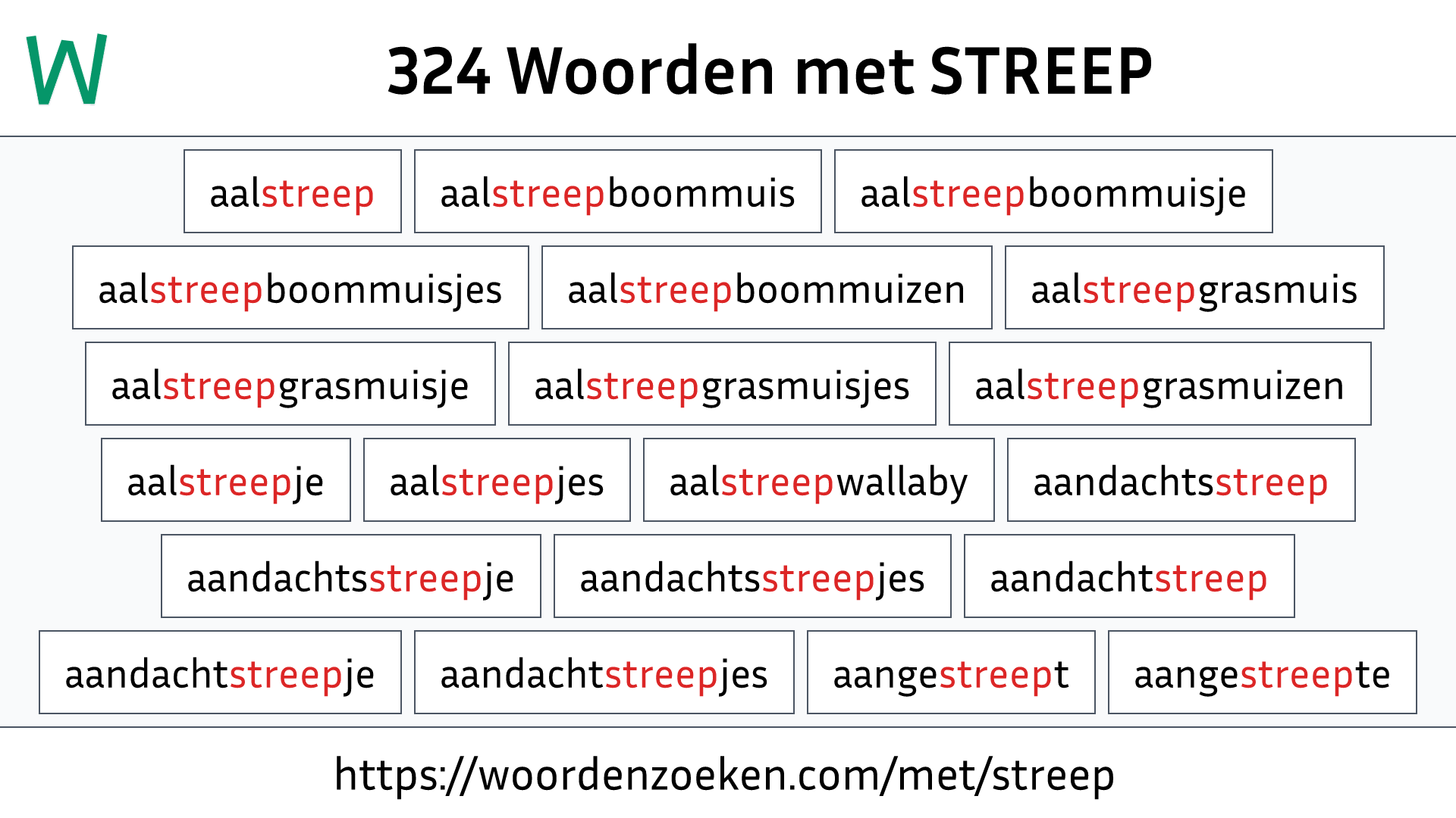 Woorden met STREEP