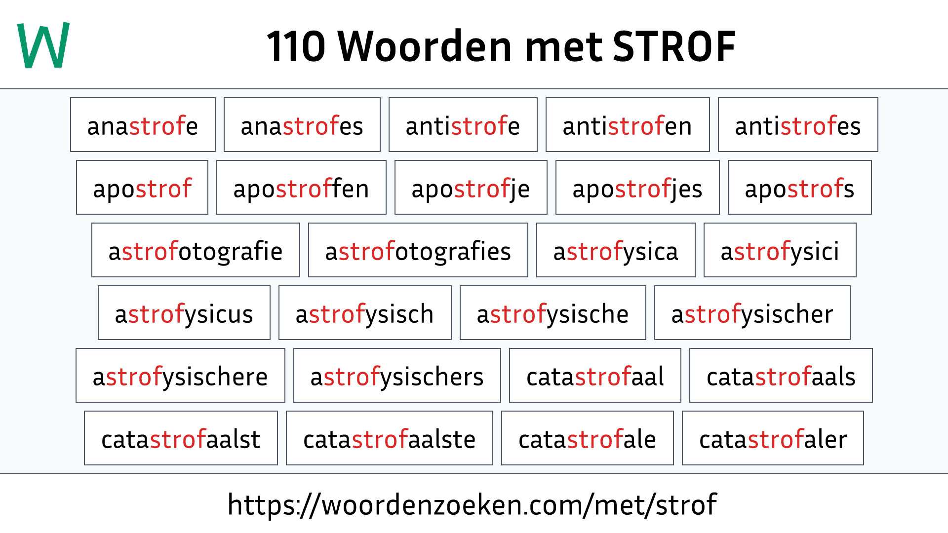 Woorden met STROF