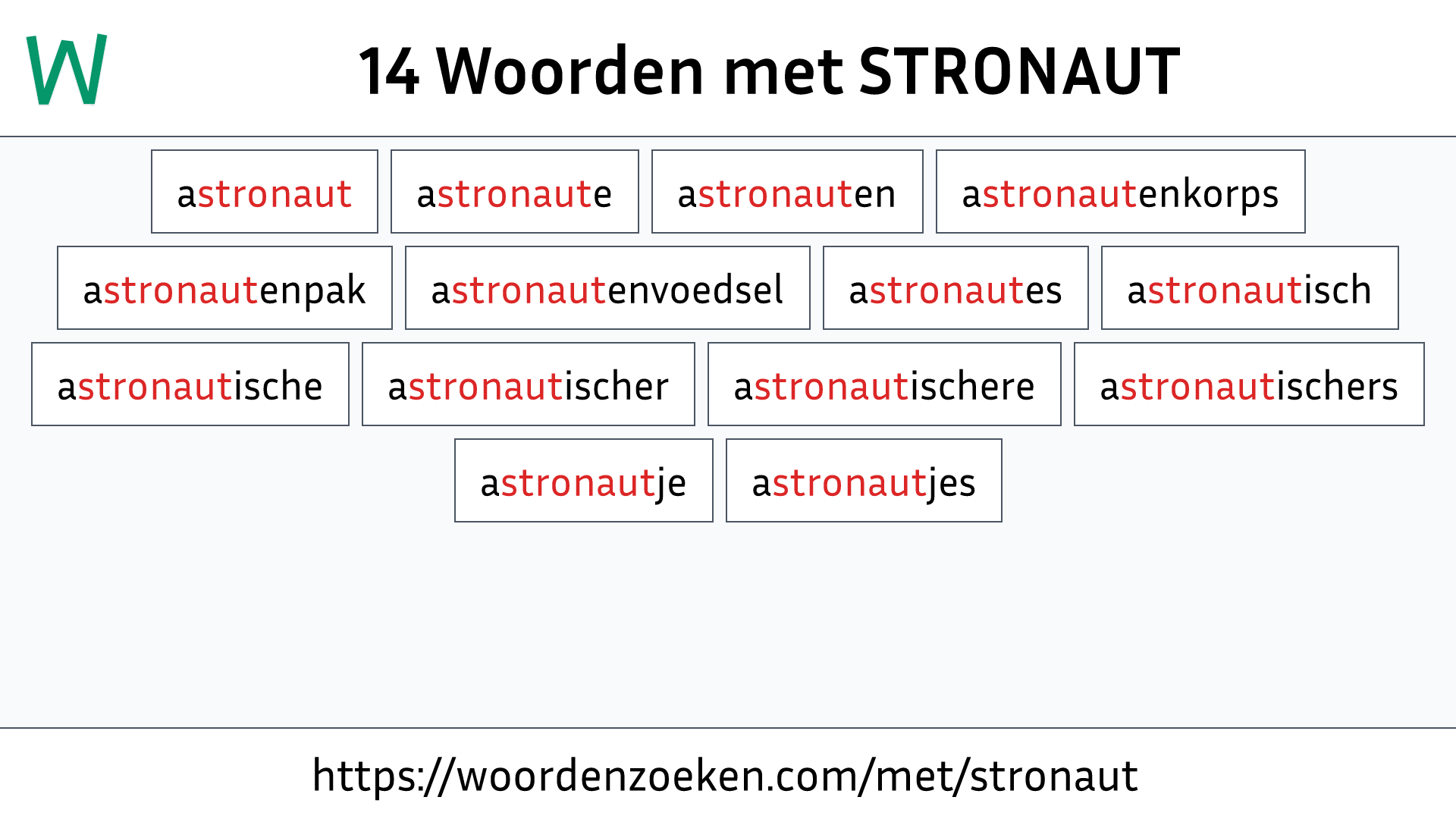 Woorden met STRONAUT