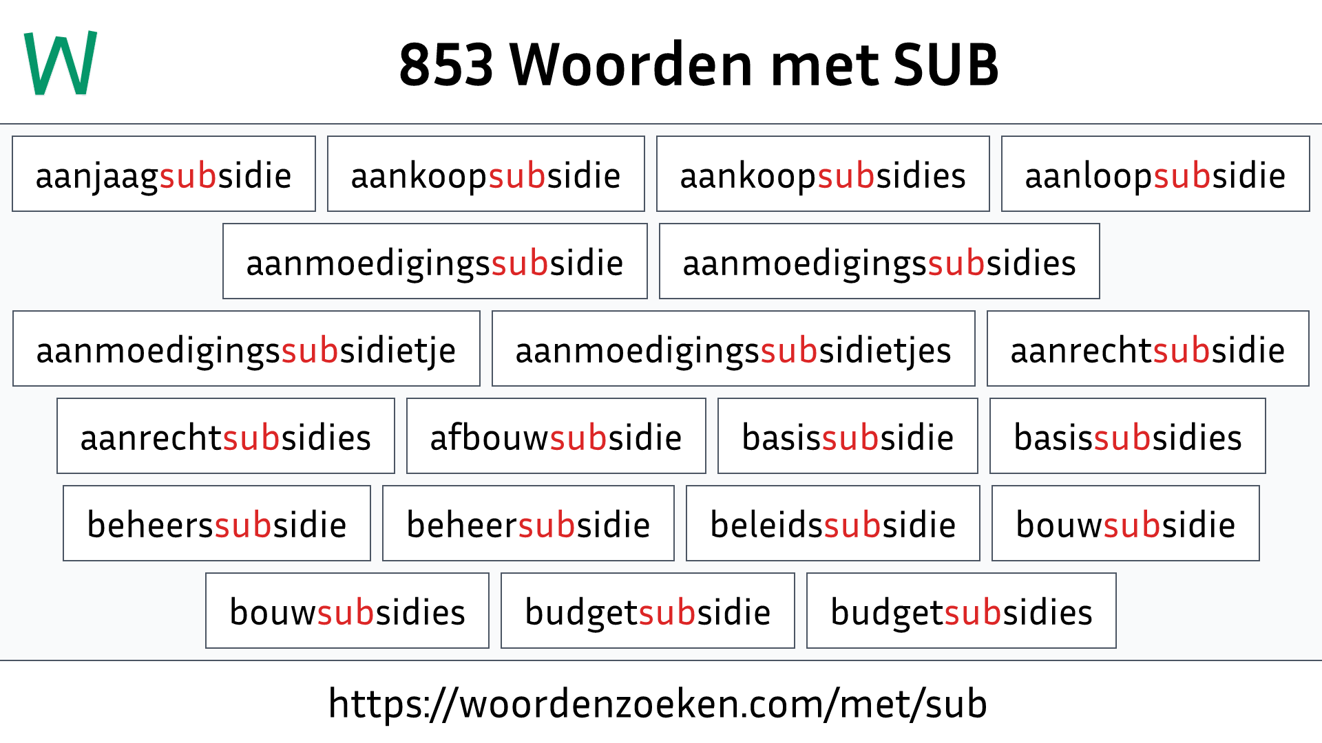 Woorden met SUB