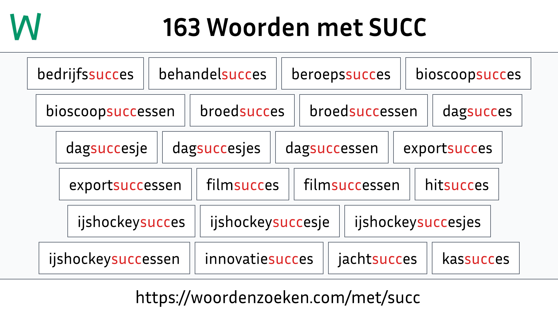 Woorden met SUCC