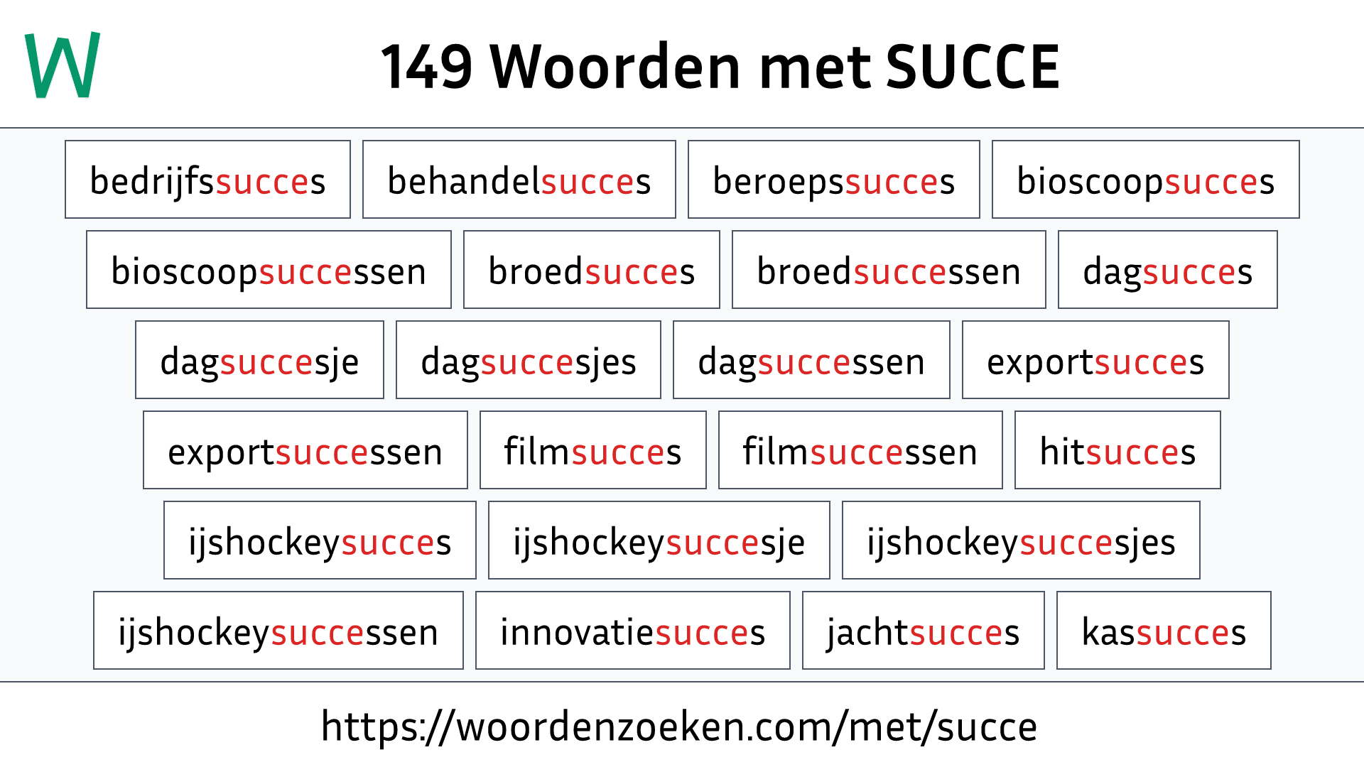 Woorden met SUCCE