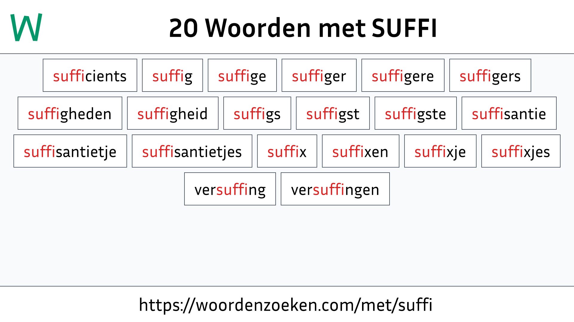 Woorden met SUFFI