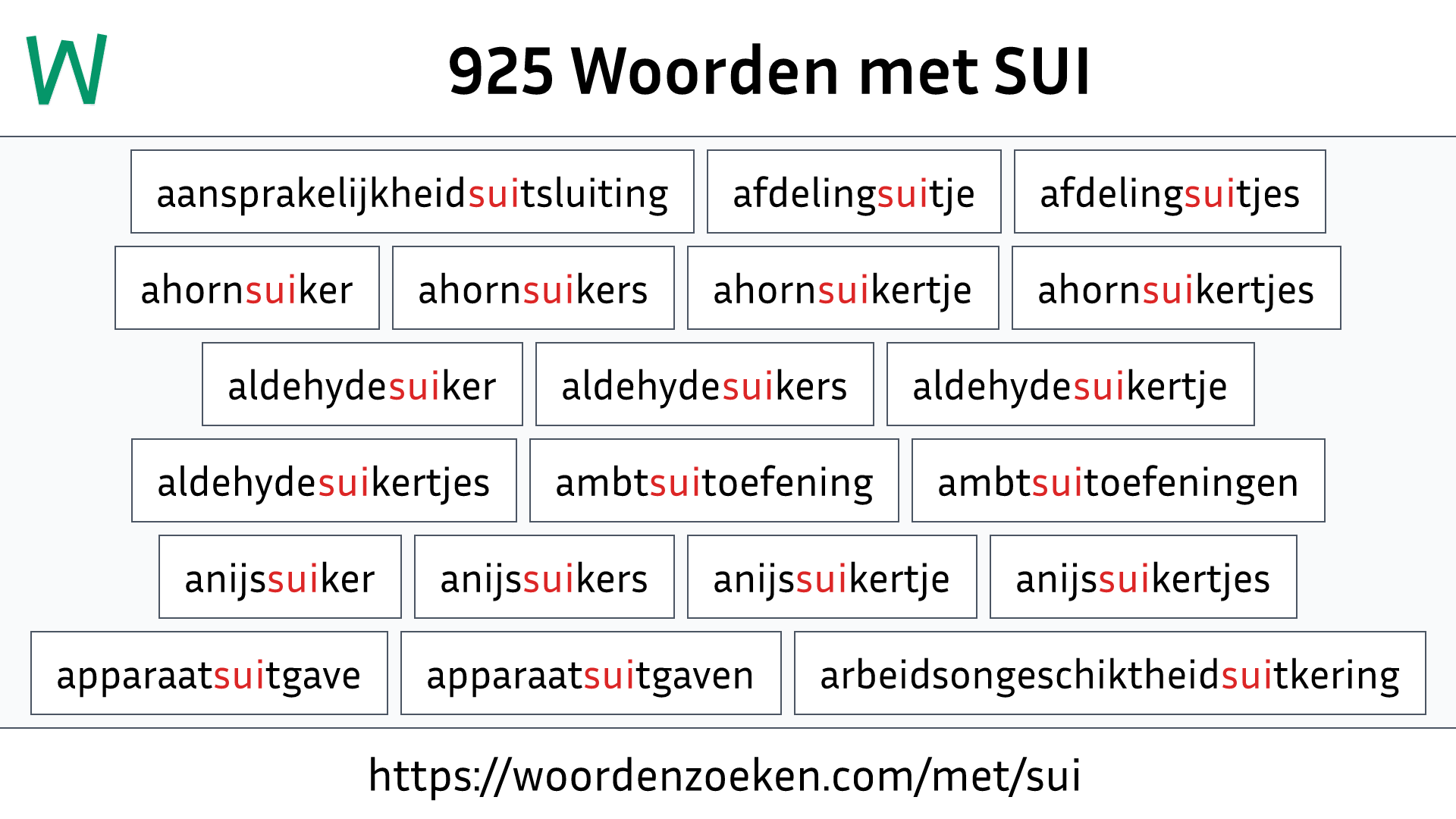 Woorden met SUI