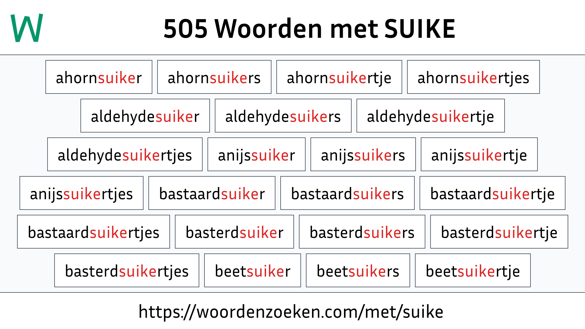 Woorden met SUIKE