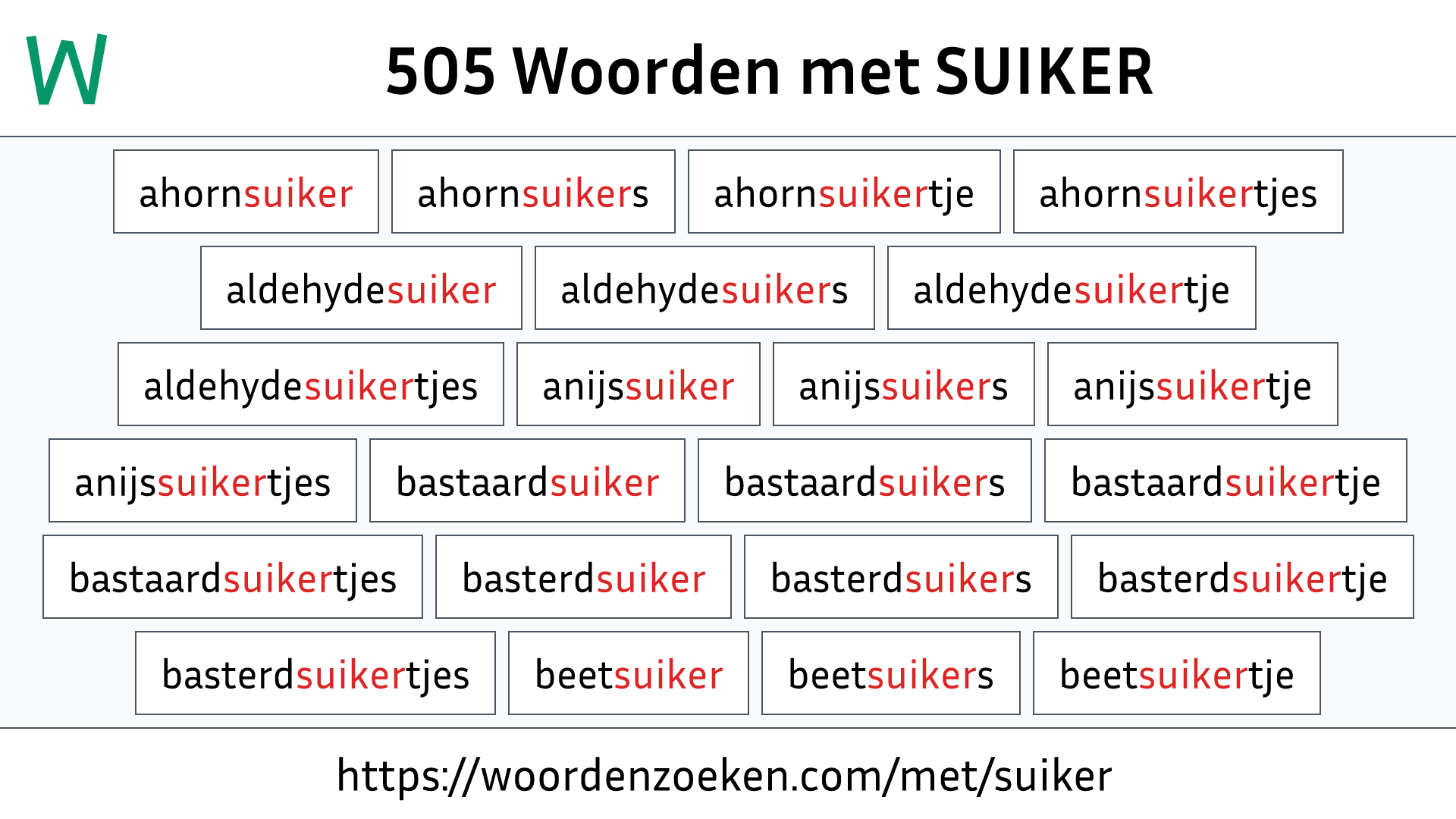 Woorden met SUIKER